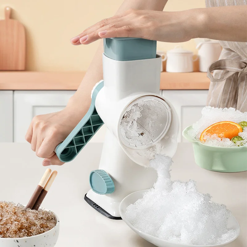 

Small Household Ice Crusher Stainless Steel Blade Manual Hand Type Kitchen Ice Sand Shaver Portable Antislip Smoothie Machine