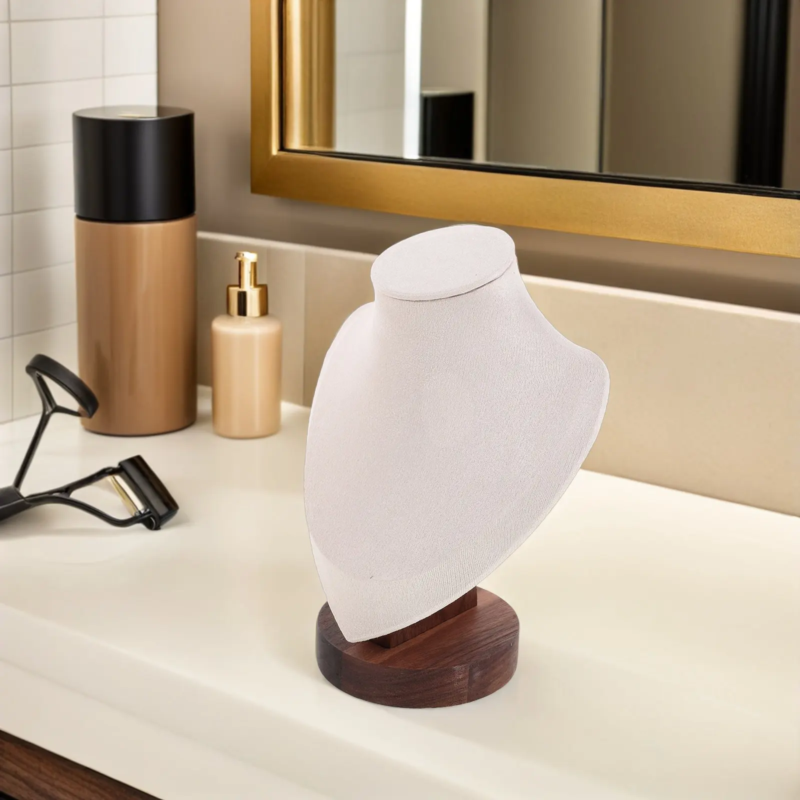 

Walnut Wood Necklace Display Stand Mannequin Bust Jewelry Organizer Holder Retail Store Countertop Showcase Wood Jewelry Display