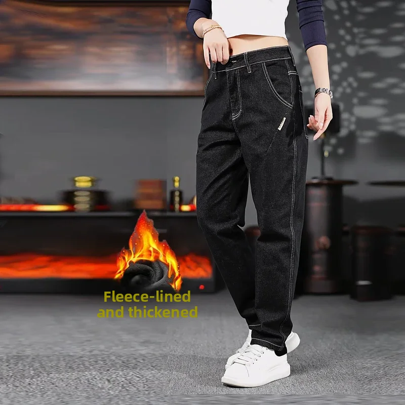 

Мужские повседневные джинсы в американском стиле, свободные прямые брюки, осенняя мода, городская одежда для молодежи