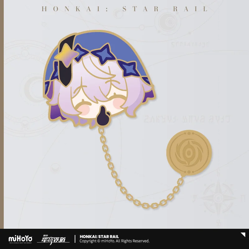 miHoYo Official Honkai Star Rail Aventurine Firefly Pom-Pom Exhibition Hall Series Metal Badge Brooch Pin Keychain Bag Anime Toy