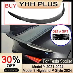 Spoiler Model 3 Highland 2025 100% Real Carbon Fiber ABS For Tesla Model Y Juniper 2021-2026 Accessory Auto Exterior Wings Parts