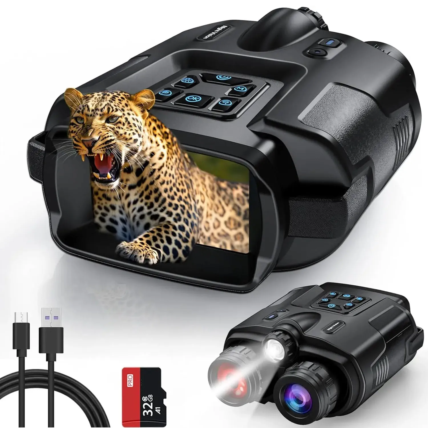 

Night-Vision Binoculars 4K Infrared Device 8X Digital Zoom 3"TFT Screen Telescope 5000mAh Day Night Use For Surveillance Camping