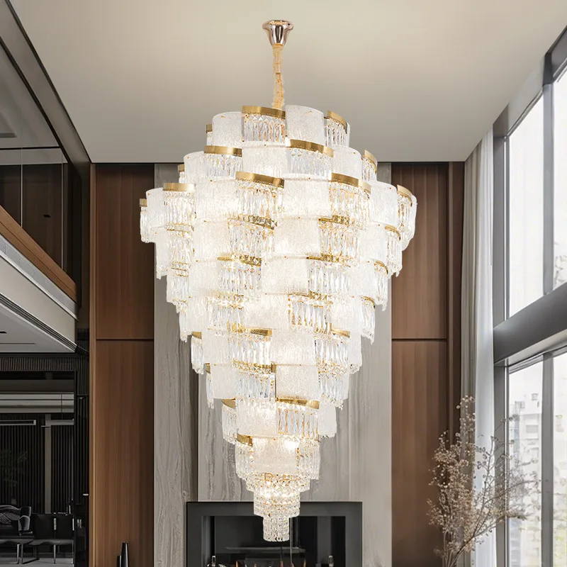 

Villa High Ceiling Living Room Crystal Chandelier Simple Modern Personality New Design Luxury Stairwell High Quality PendantLamp