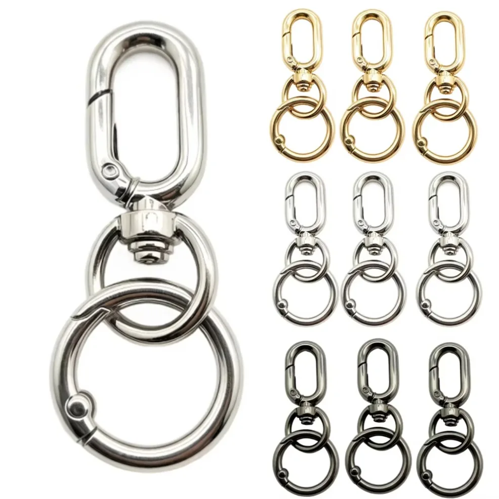 2-60Pcs Double Opening Swivel Clasp Clips, Metal Swivel Spring Snap Hooks, Key Chain Clip with Key Ring for DIY DIY Accessories
