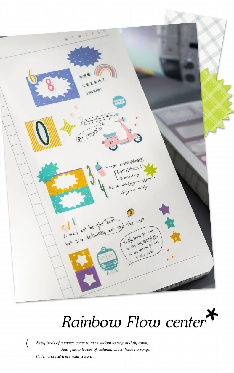 Journal GO 3,5 cm x 2 m bunt gemustertes Washi-Tape mit geometrischem Muster für Tagebücher, Scrapbooks, DIY, dekoratives Klebeband für Bastelarbeiten, Karten und Geschenkideen – Detail 5
