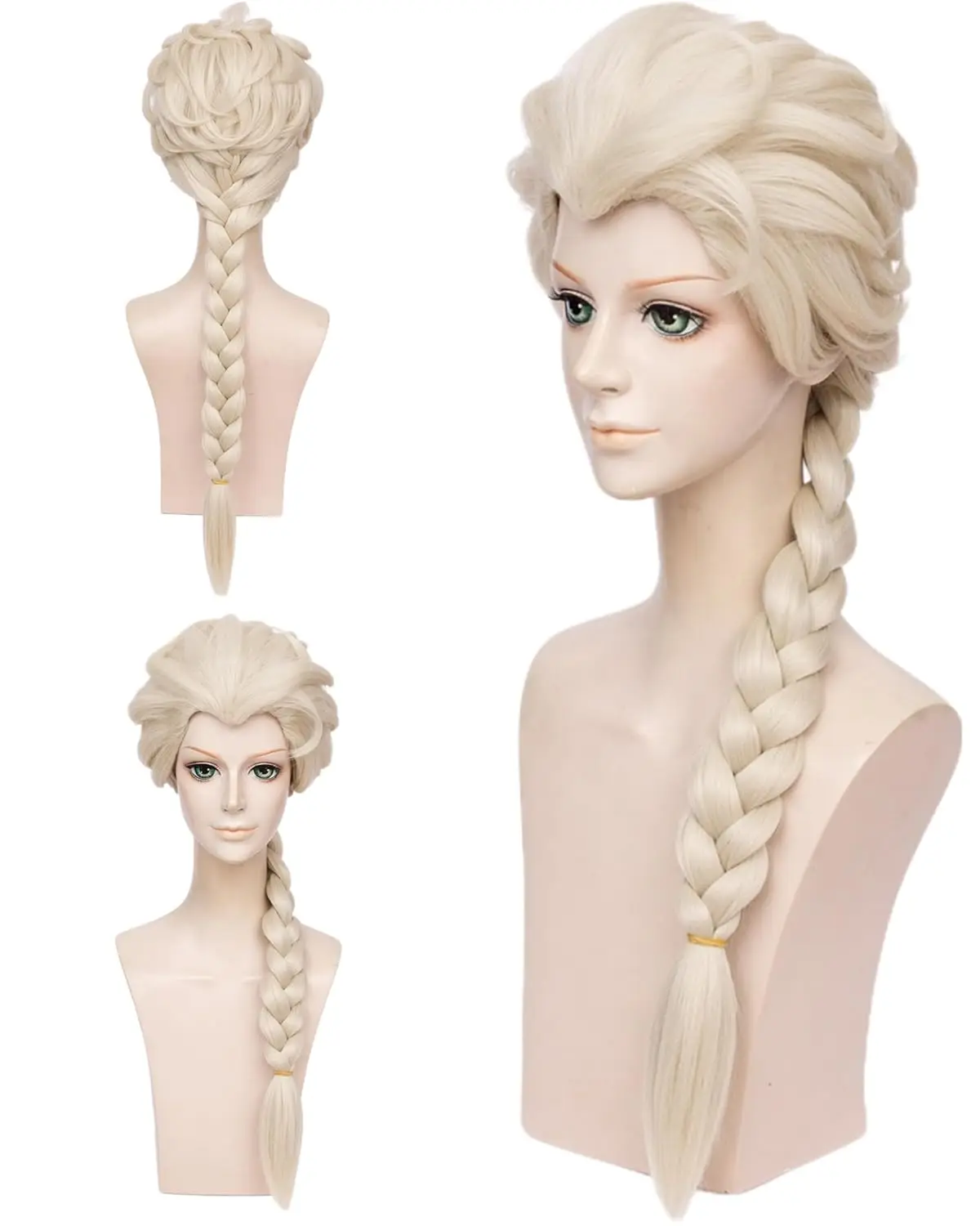 Long Blonde Braid Princess Wig 25.5'' Platinum Blonde Braided Wigs Synthetic Hair for Women Adult Halloween Costumes Party