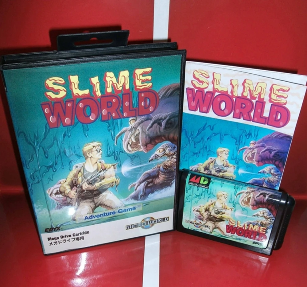 Slime World with Box and Manual for 16 Bit Sega MD Game Cartridge Megadrive Genesis System