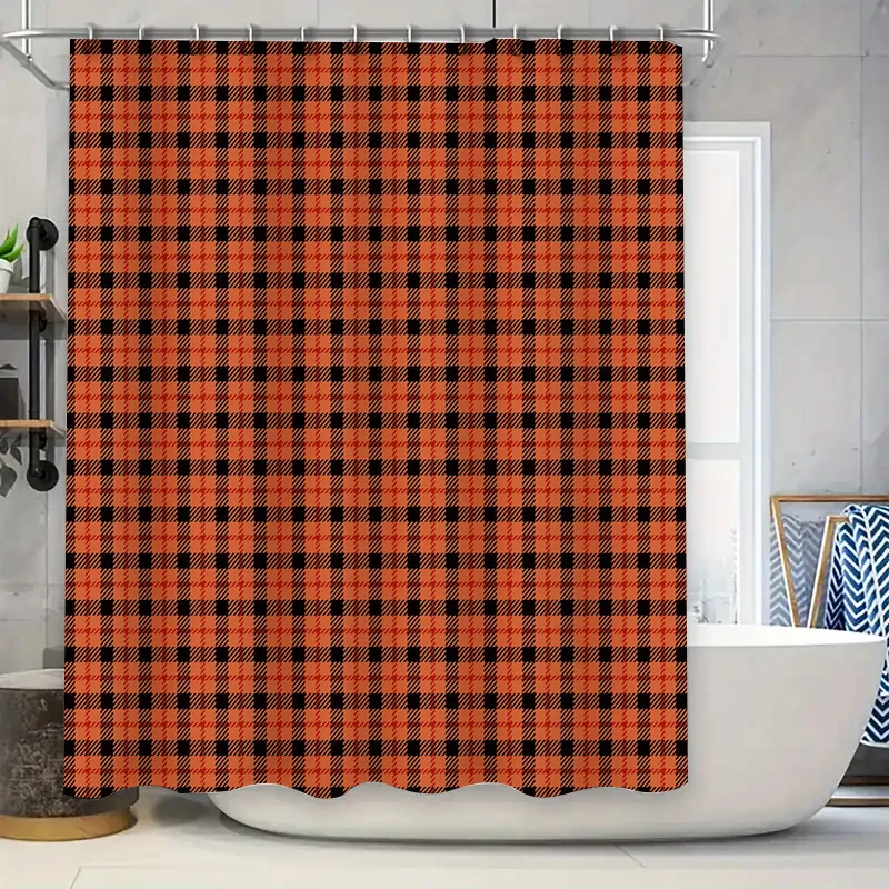 

Classic Plaid Shower Curtain, Waterproof Fabric, Red Blue Black Color Bath Decoration 3D Printed Home Decor Item for Bathroom Ac