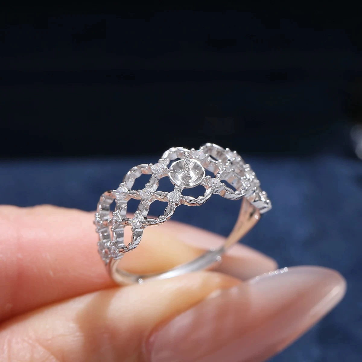 S925 Sterling Silver Adjustable Finger Ring Mountings Base Setting Findings Jewelry Components for 6-9mm Pearls 3pcs/lot