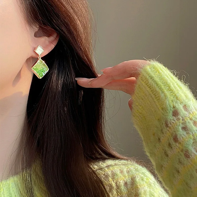 Simple Elegant Transparent Crystal Clips on Earring Without Non Piercing Vintage No Ear Hole Square Rhombus Stone Clip Earrings