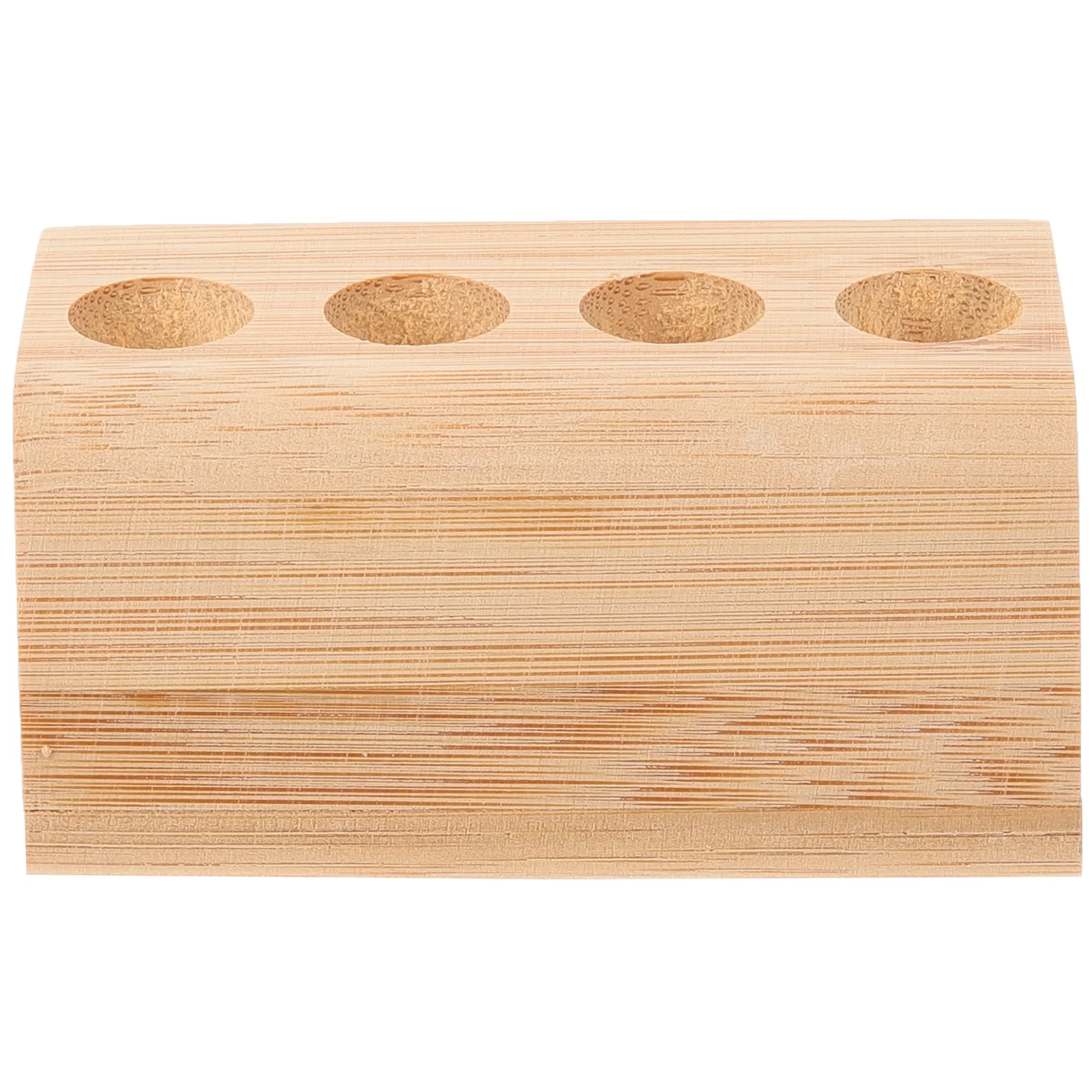 

Bamboo Toothbrush Holder 4-Hole Countertop Organizer Storage Rack Travel Smooth Surface Multi-Purpose Pen Holder Makeup Brush