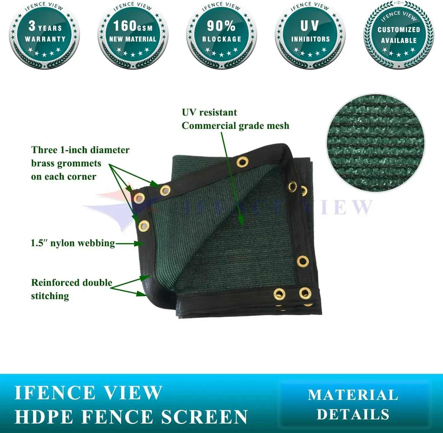 4' x 1' to 4' x 100' Green Shade Cloth Fence Privacy Screen Panels Mesh for Yard Garden Deck Balcony Railing (4' x 10