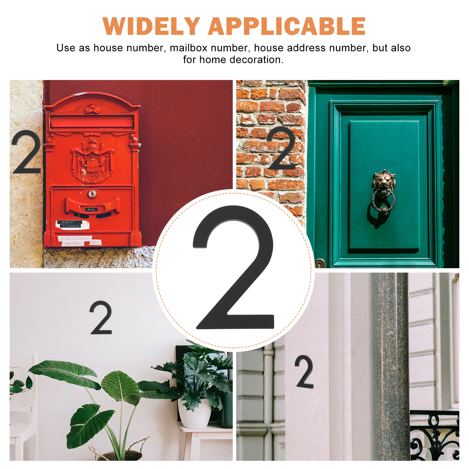 

House Door Decoration Black Metal for Home Office House Number Hotel Durable Acrylic Mailbox Garden Address Number