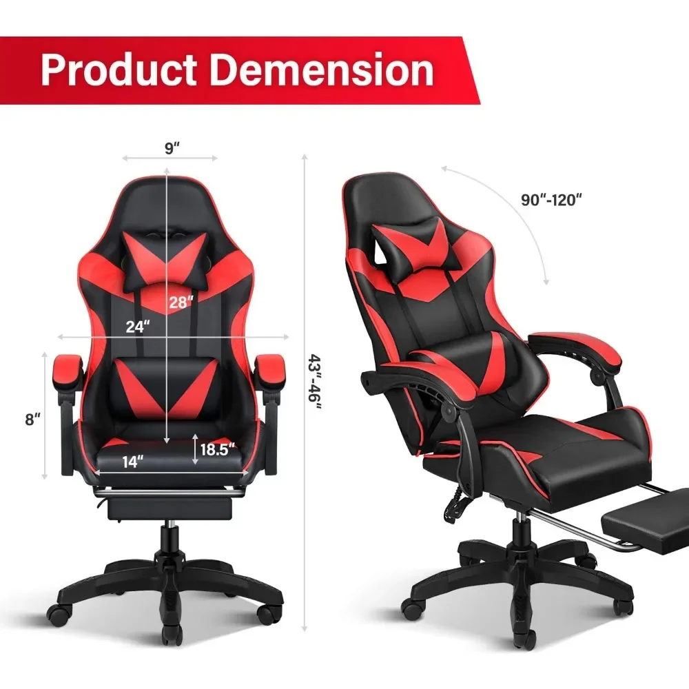 Gaming Chair, Backrest and Seat Height Adjustable Swivel Recliner Racing Office Computer Ergonomic Video Game Chair