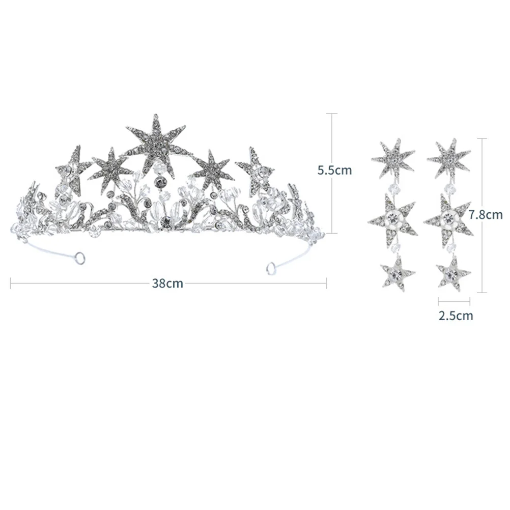 Diadema nupcial, tocado de estrella, corona, pelo, diademas Miss con diamantes de imitación para mujer