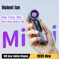 Pocket Turbo Fan Mini Small Wind Cannon Summer Cooling Portable Digital Display USB Rechargeable Long Battery Life Blower