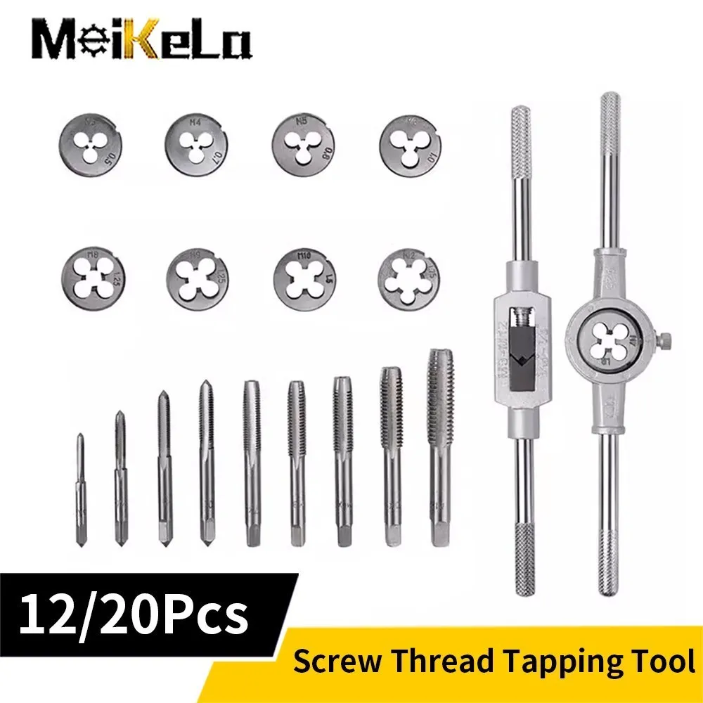 Meikela Metric Mão Tap e Die Grupo Plugs Rosca Ferramentas Diretas Taper Reamer M3-m12 12 Pcs 20 Pcs