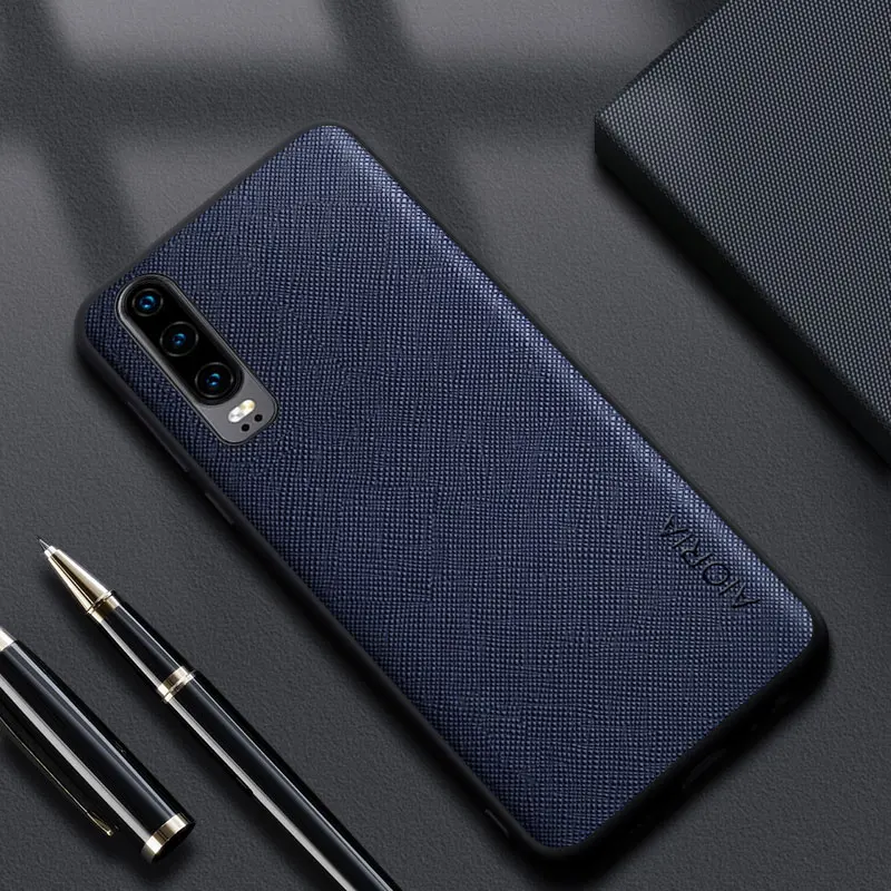 Luxury leather phone case for Huawei P30 Pro Lite funda with wood pattern