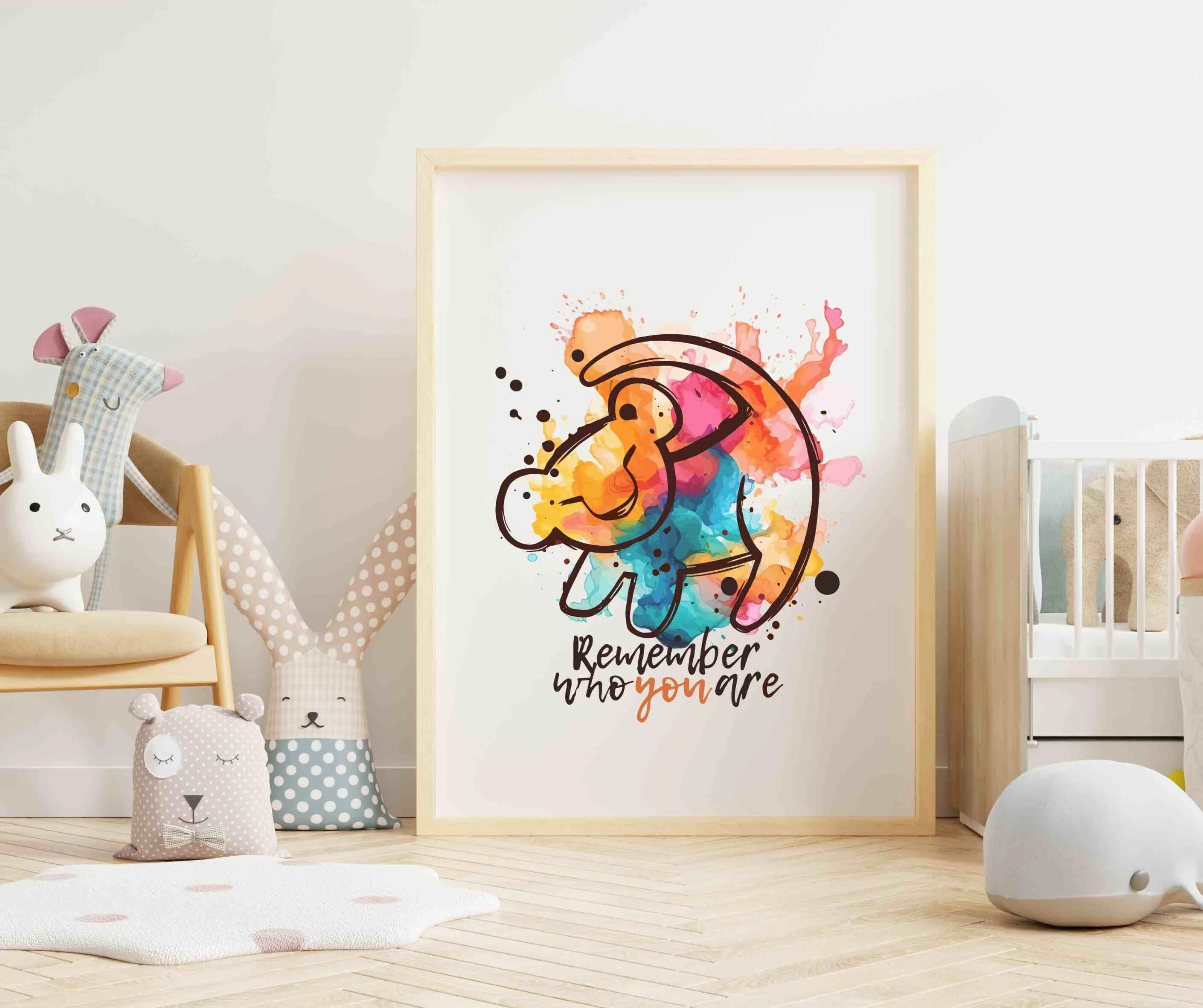 

Potdemiel Disney Lion King Canvas Poster,Simba Watercolor Print,Lion King Children's Decorative Painting,Home Decor,Boy's Gift
