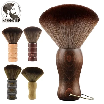 Kapper Nekstofborstel Houten handvat met haak Kappersreinigingsborstel Natuurlijke vezel Salon Haarveegborstels