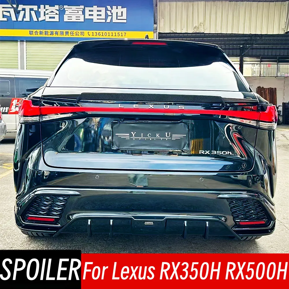 For Lexus RX350H RX500H 2023 Rear Trunk Lid Boot Ducktail Lip Spoiler Wings Black Carbon Bodykit Car Tuning Accessories Part