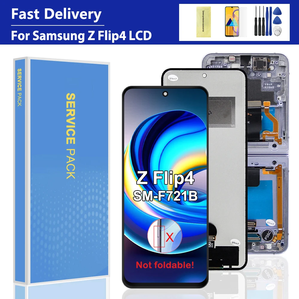 for-samsung-z-flip-4-5g-f721b-f721w-tft-quality-lcd-display-with-frame-touch-screen-digitizer-assembly-replacement-repair-part