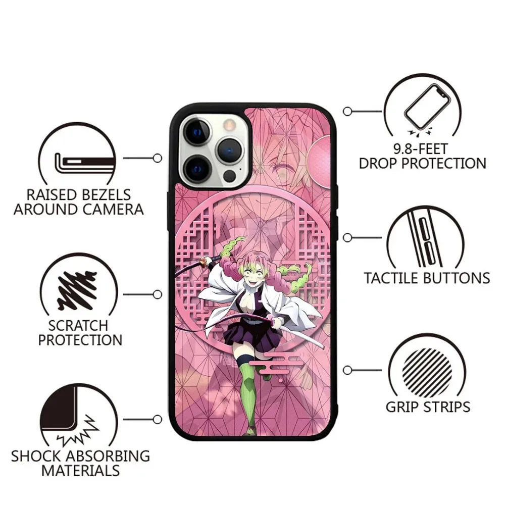 D-Demon S-Slayer Kanroji Mitsuri Phone Case For iPhone 15,14,13,12,11,Plus,Pro,Max Mini Magsafe Magnetic Wireless Charging