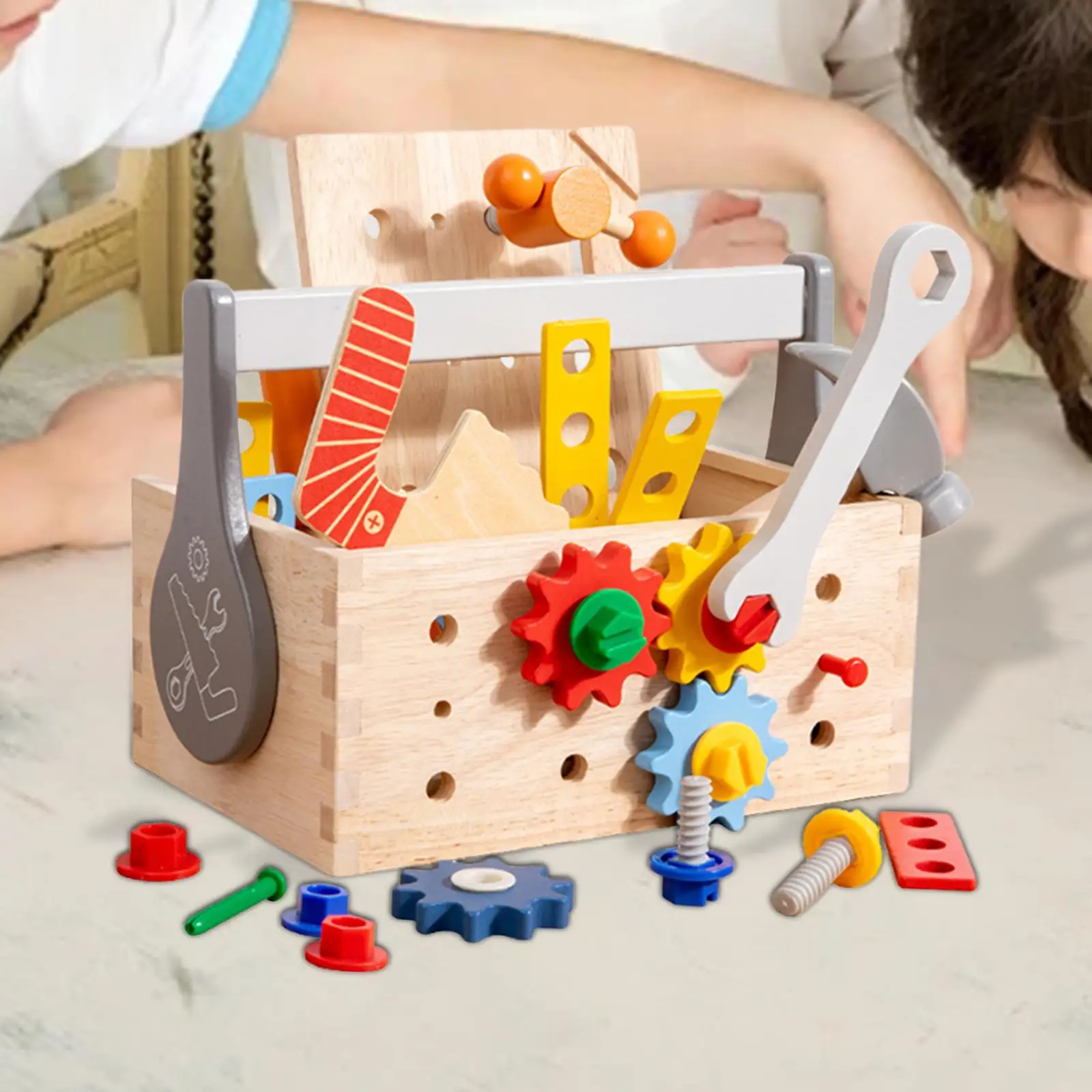 

Wooden Kids Tools with Box Wooden Construction Toy Take Aparts Toy Set with Hammer Pretend Play for Knock Preschool