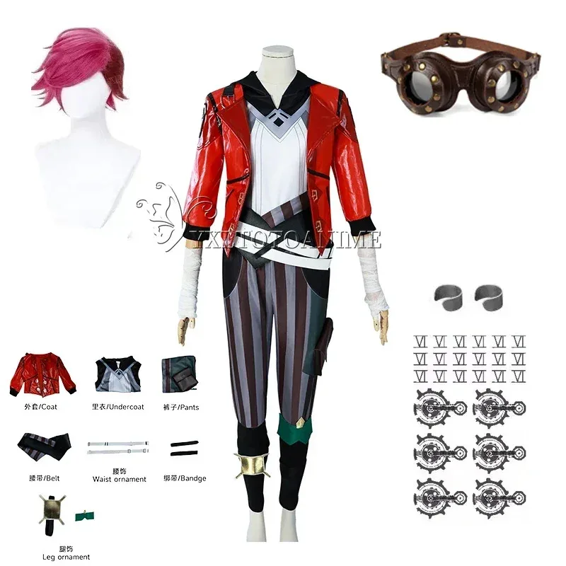 

Vi Acrane Cosplay LOL Costume Game Arcane Vi Cosplay Wig Outfits Halloween Carnival Suit Halloween Costume