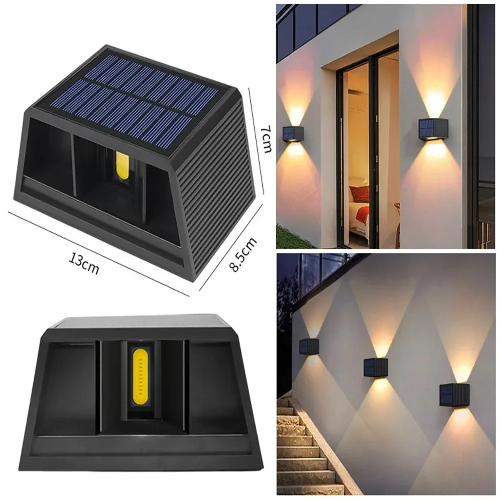 Bowite Solar Fence Lights – Extra Large Up/Down Wall Light, 6 RGB Modes, 300 Lumens, IP65 Waterproof, 2400mAh Battery, Dusk To Dawn For Yard, Patio, Deck & Pool