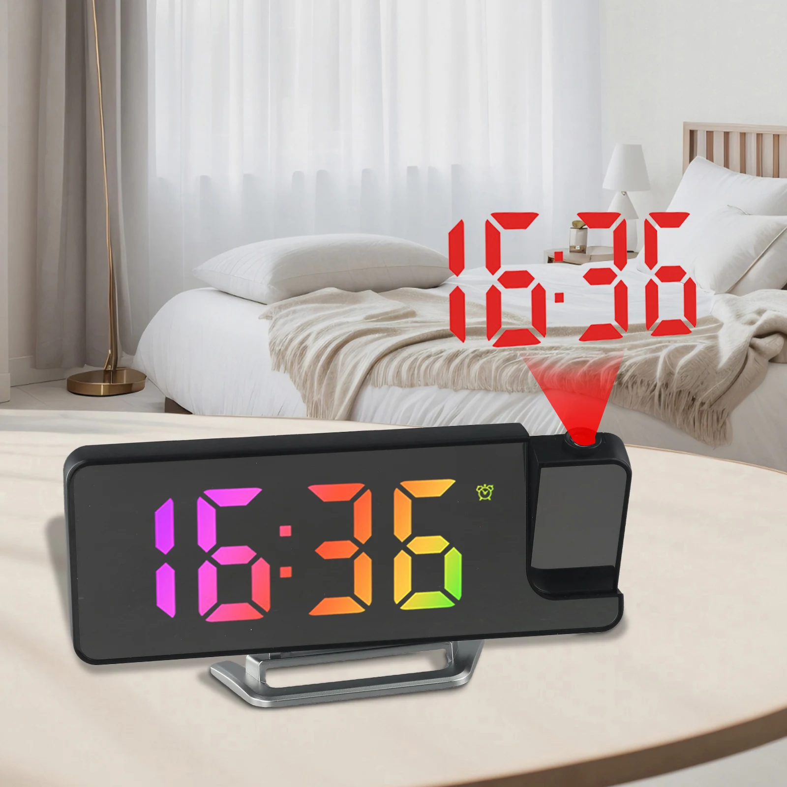 Clock Alarm Clock Temperature Sensing 19.3*4*8.5cm Decor Digital Display Electronic Clock LED Screen High Quality