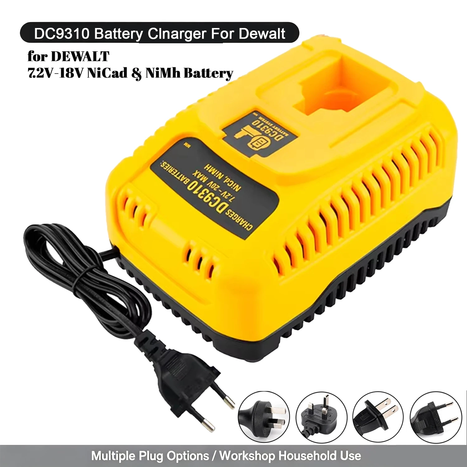 DC9310 Replacement Battery Charger Fit For Dewalt 7.2V 18V NiCad NiMH Power Tool Batteries 2A Output