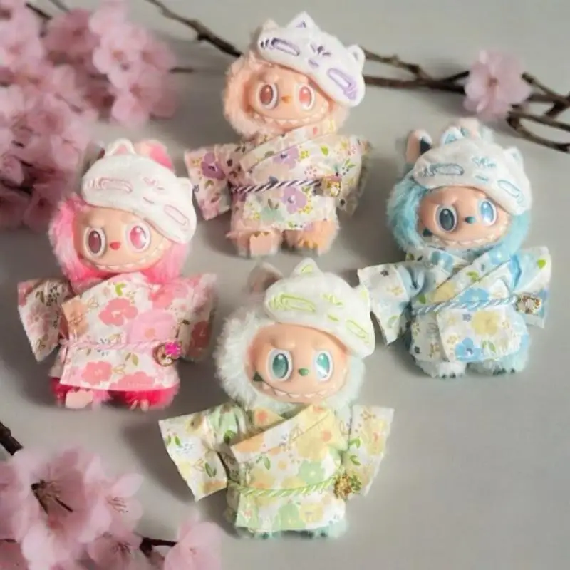 

Summer Japanese Kimono Bathrobe Clothes For 17cm labubu 3.0 V2 V1 Doll Clothing big into energy clothes Accessories