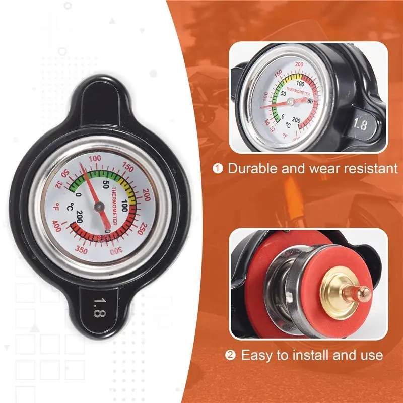 

AB59-Крышка радиатора высокого давления с датчиком температуры, крышка радиатора высокого давления 1,8 бар (25,6 фунтов на кв. дюйм) для Honda, Kawasaki,
