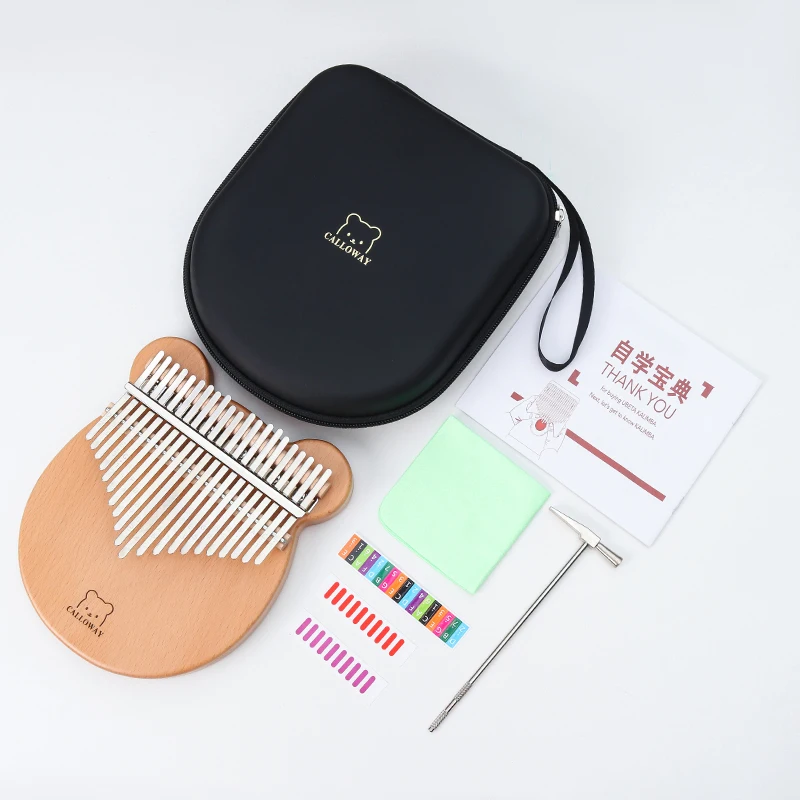 17 21 Keys Kalimba Thumb Piano with Portable Case Quality Beech Wood Bear Kalimba Mbira Instrument Gifts For Kids And Adults