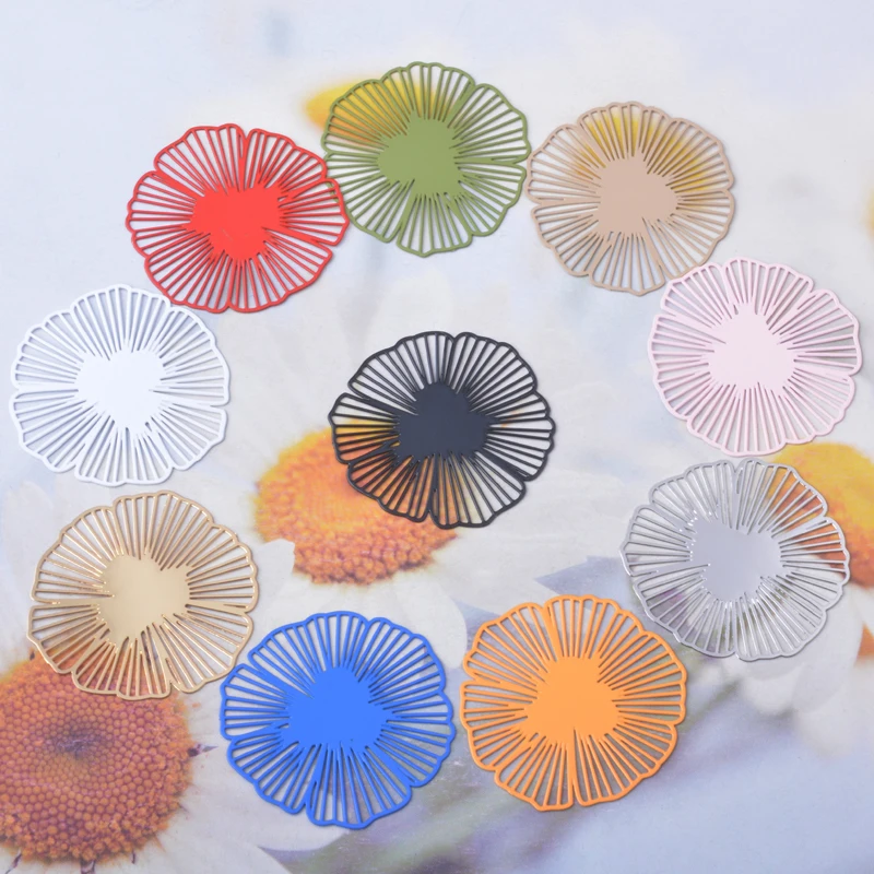 Bijoux en laiton AB8783, breloques en forme de fleur, connecteur peint, pendentif, accessoires de boucles d'oreilles pour femmes, DIY, 20 pièces