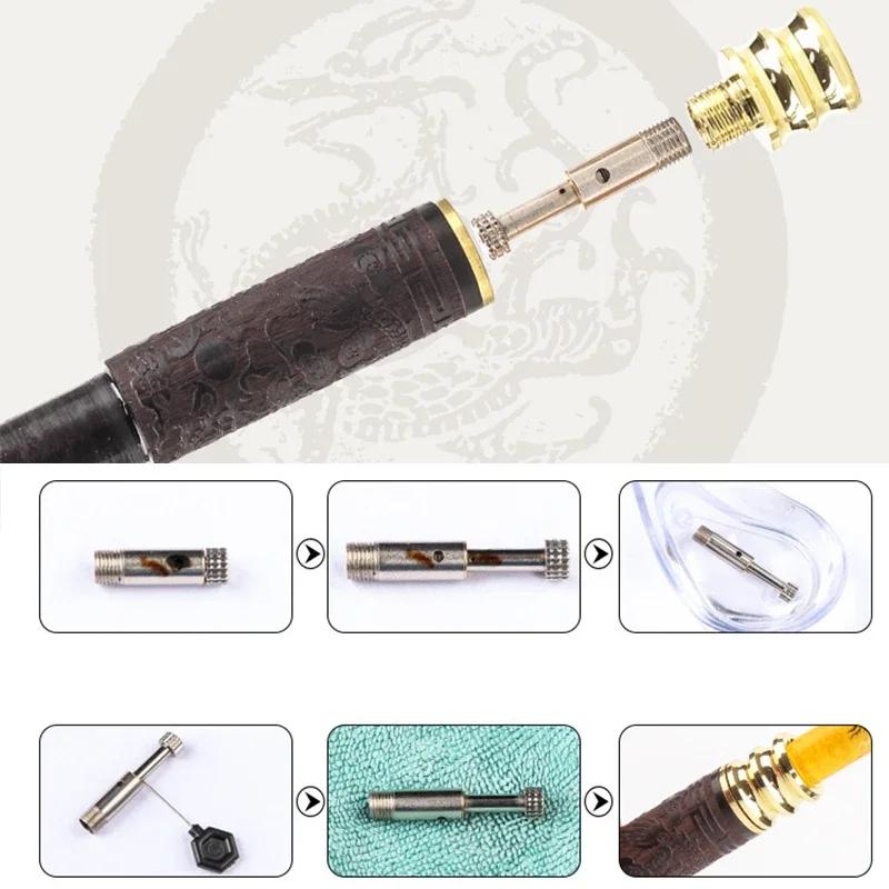 Hand Carving Dragon Cigarette Holder Smoking Pipes Wooden Tobacco Pipe Removable Mouthpiece Tar Filtration Smoking Accessories