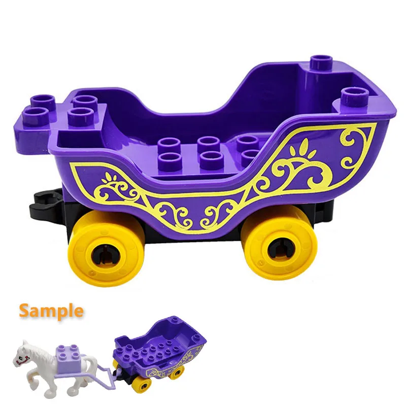 Trailer Auto Motor Boot Grote bouwstenen Collocatie Voertuigaccessoire Kid DIY Speelgoed Compatibel met Duploed Set Gift