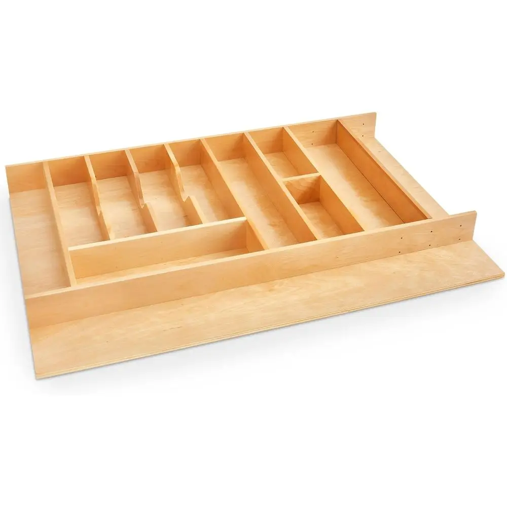 

Деревянный встраиваемый органайзер для столовых приборов Wood Trim-to-it, 33 x 22 дюйма - лоток для хранения ложек, вилок, столовых приборов и кухонных принадлежностей