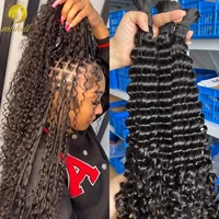 Cabello trenzado humano Natural, cabello humano a granel con ondas de agua profunda de 26 y 28 pulgadas para trenzas bohemias, extensiones de cabello rizado virgen sin trama 16A