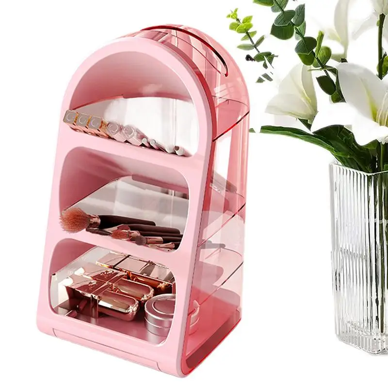 

Skincare Storage Organizer Box Multi-Purpose 3 Tiers ABS Makeup Storage Rack For Vanity Rotating Makeup Brush Rack For All Kinds