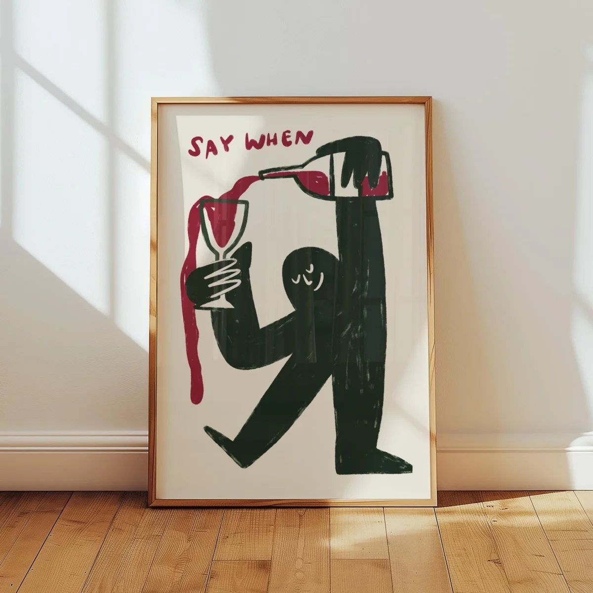 1pc frameless "Say When" Funny Wine Canvas Prints Poster Modern Minimalism Abstract Art Prints Living Room Kitchen Bar Wall Art - view 2