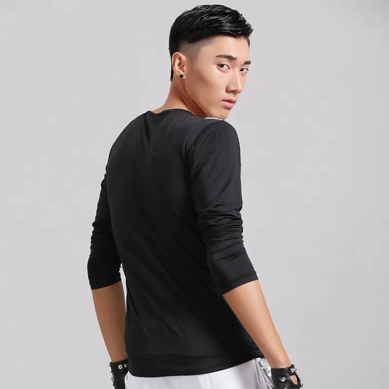 Male Sequins T-shirt Dance Costume Male Casual Loose Tops Personalized Singer Dancer Hip Hop Rock Performance Nightclub Clotthes