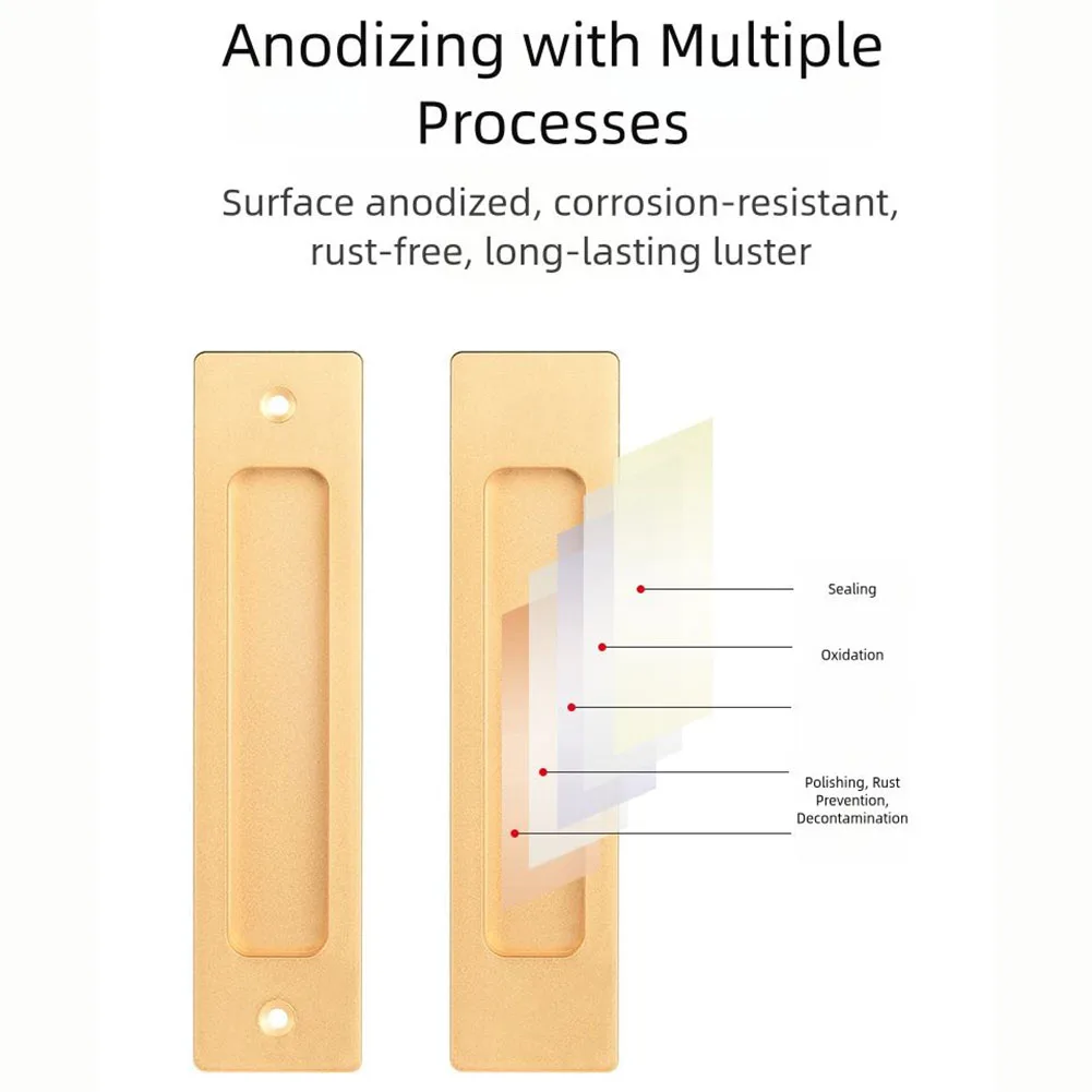 

Комплект встроенных раздвижных дверных ручек с прорезями для шкафов, шкафов и мебели, устойчивый к ржавчине из алюминиевого сплава, не требующий инструментов
