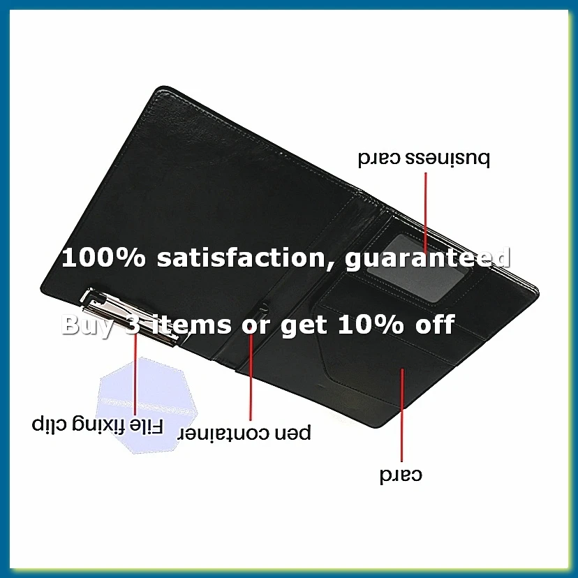 A5 Document Bag File Folder Clipboard Business Office Financial School Supplies (Black)-AD33