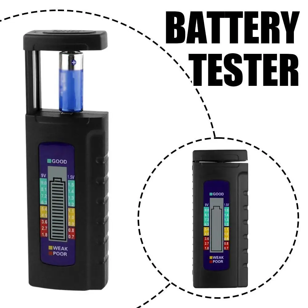 New Battery Tester ABS Engineering Plastic 9V Battery, 6F22 Battery 1.5V (AA, AAA) Dry Battery, 1.5V (button Battery (3V Cannot