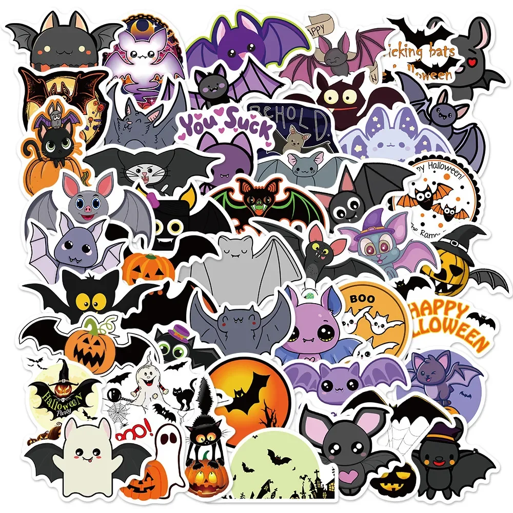 50Pcs Retro Halloween Horror Stickers, Tombstone Demon Decals for Metal Water Flask, Scooter & Tablet Surface Decor