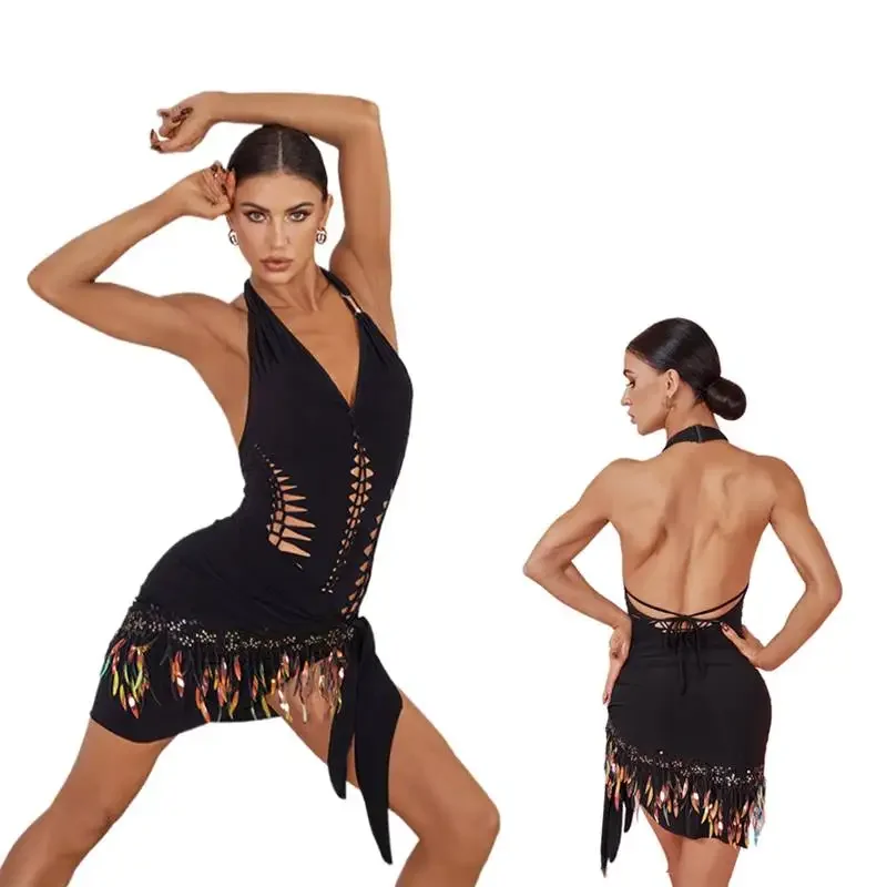 

Latin Dance Competition Party Skirt Sexy Adult Women Party Dress Ballroom Clothes Wear Female Practice Samba 2437