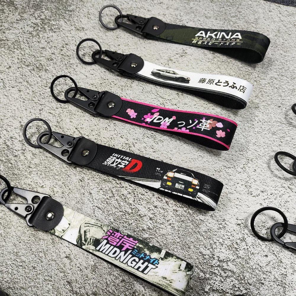 Porte-clés de voiture en nylon de style JDM, cadeau initial D, lanière, porte-clés automatique, clip à ressort en acier, pendentif Starp, le plus récent