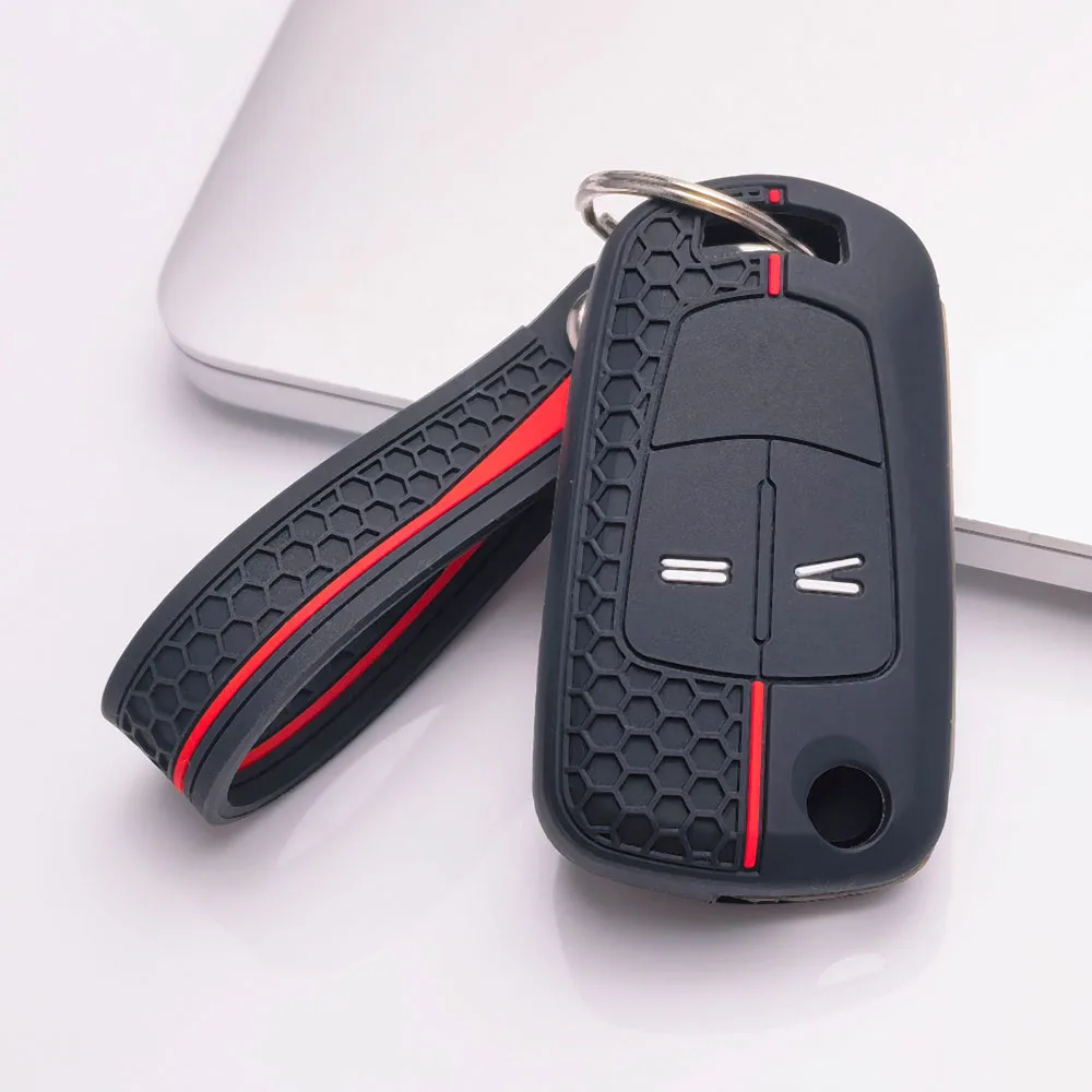 Key Fob Cover for Opel GT Astra Corsa Insignia Vectra Zafira Mokka Meriva Adam with Keychain Anti-Scratch Shockproof Soft Grip
